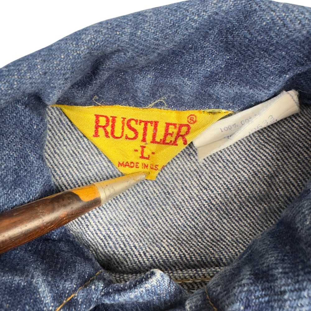 Vtg 80s Rustler Kids Denim Jacket 4T 5T USA Made Blue Trucker Western - Picture 5 of 11